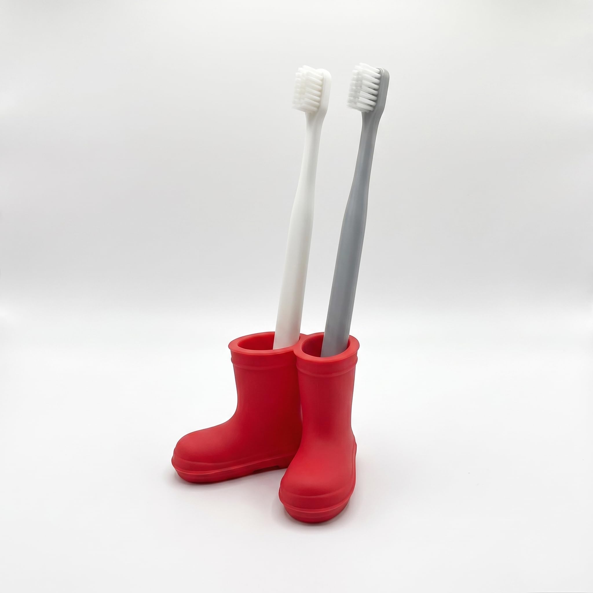 Azoth Portable Toothbrush Holder Case, Cute Boots Travel Toothbrush Cover with Drainage, Compact Toothbrush Protector for Travel, Camping, Bathroom Organizer for Kids & Adults (2 Slots) (Red)-image-1