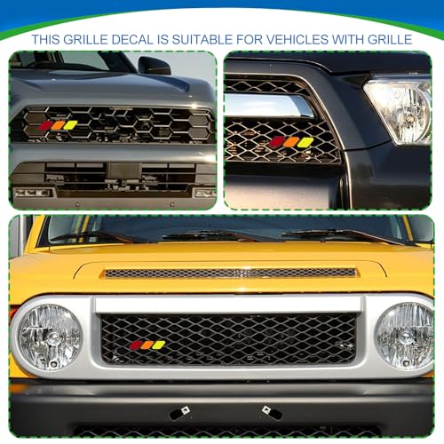 Image of Tri-Color Grille Decor Badge, Front Grill Emblem, Tri-Color Grille Badge Emblem Decoration Accessories, Grille Insert Trims Car Decor Fit for Tacoma 4Runner Tundra (Red Gradient)