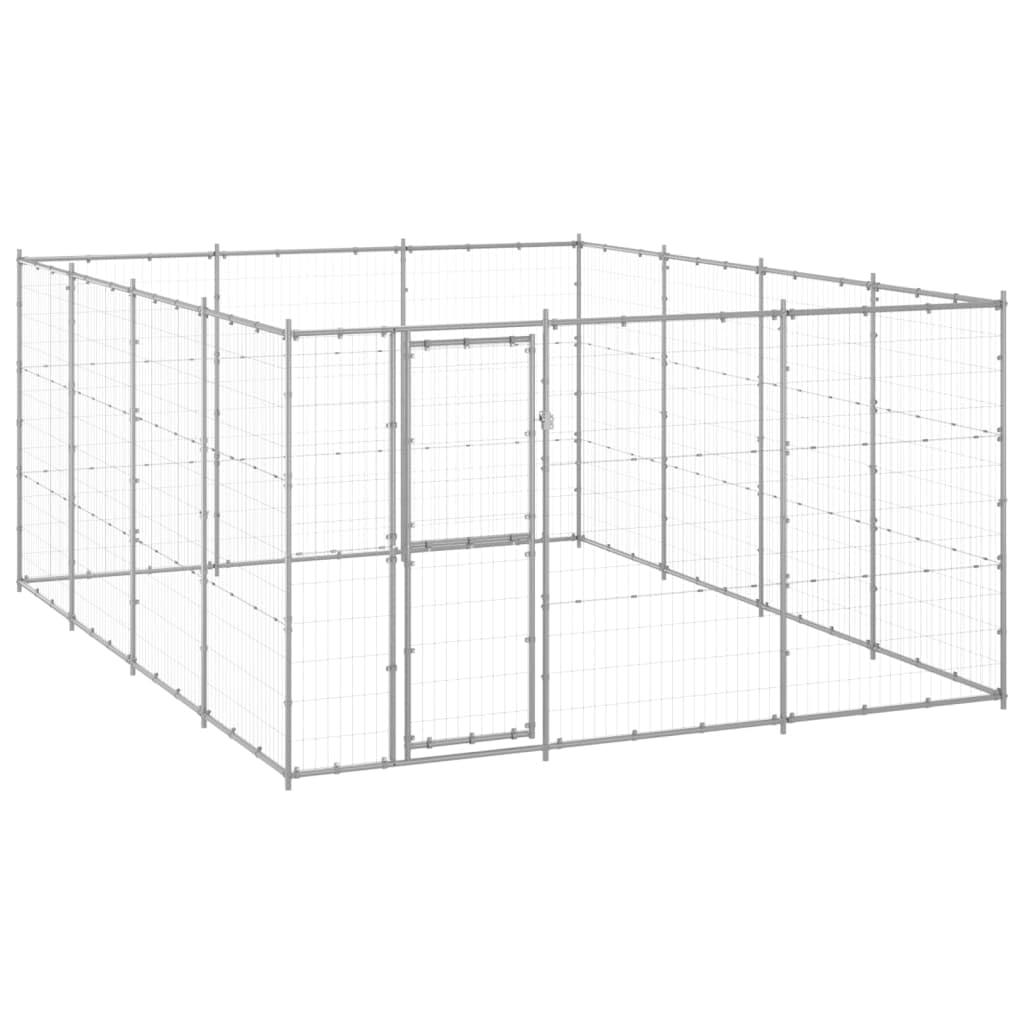 vidaXL Chenil Extérieur Acier Galvanisé 14,52 m² Enclos Niche Cage pour Chiens