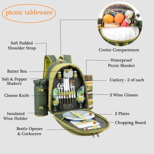 image for ALLCAMP OUTDOOR GEAR 2 Person Blue Picnic Backpack Hamper with Cooler 