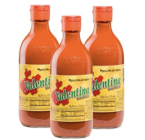 Valentina - Salsa Etiqueta Roja Picante Suave Mexicana Sin Gluten Bajo en grasa 3 uds x 370 ml - Pack Promoo