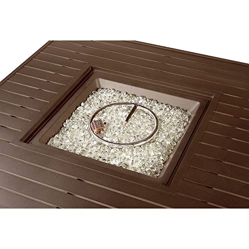 Image of Oakland Living Square 42 in. x 42 in. Aluminum Propane Fire Pit Table with Glass Beads, Two Covers, Lid, 57,000 BTUs in Brown Finish