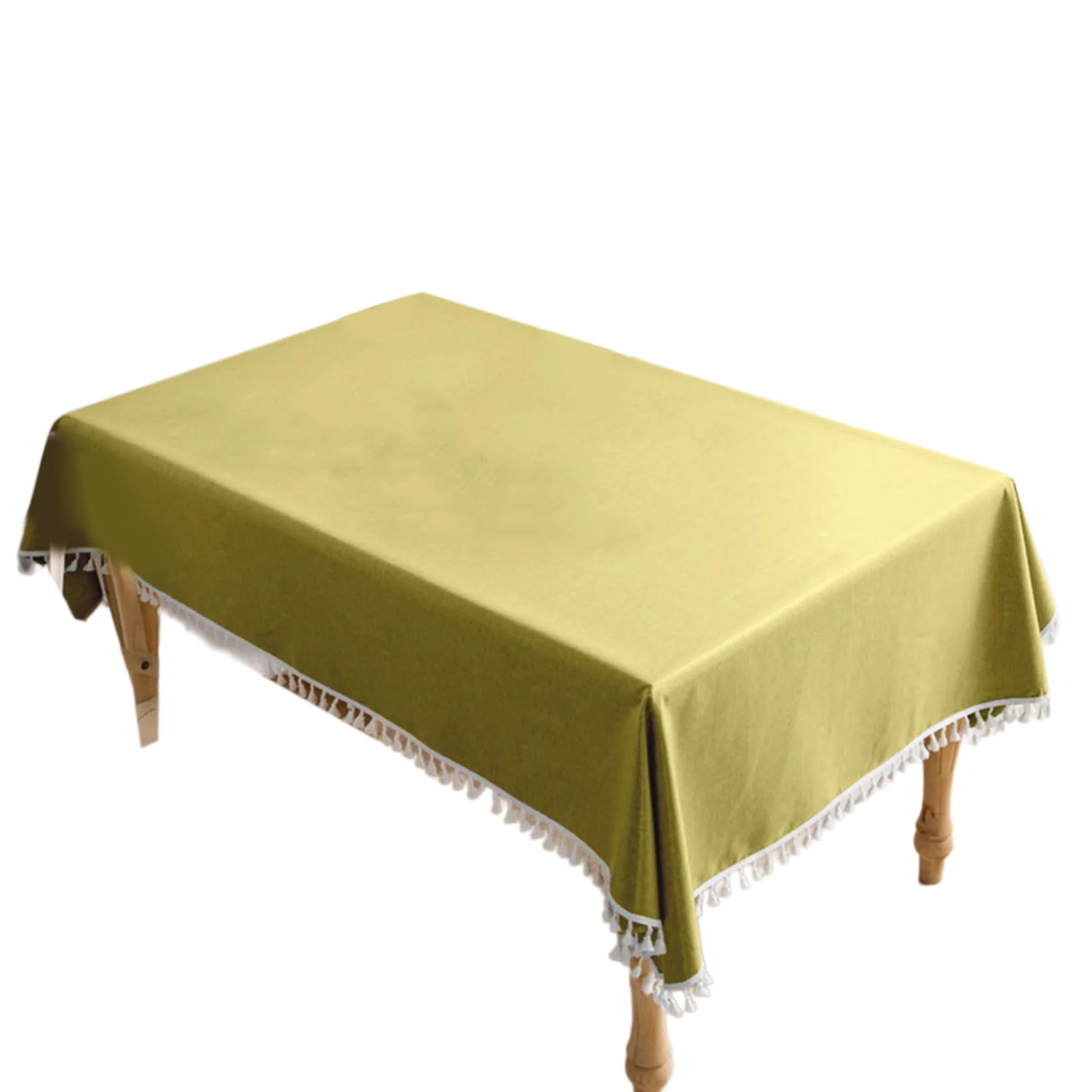 HZBB Modern Tablecloth for Dining Room, Cotton Linen Blend Spillproof Table Covers Fits Most Tables Rectangle Tassels Tablecloth