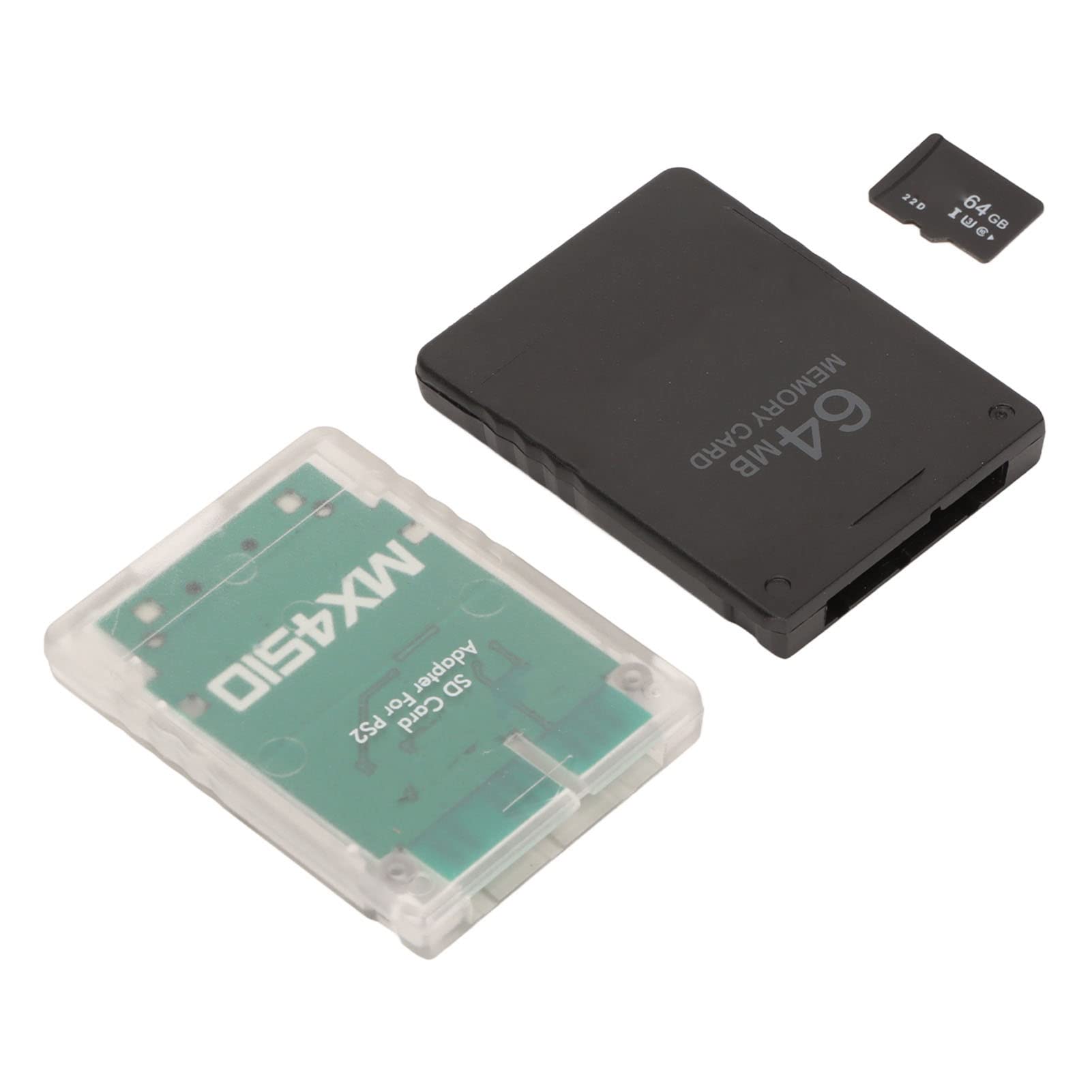 Adattatore Stabile per Lettore di Schede di Memoria con Scheda da 64 GB e FMCB per Console Gioco Bianco Trasparente Durevole (Console grasse)