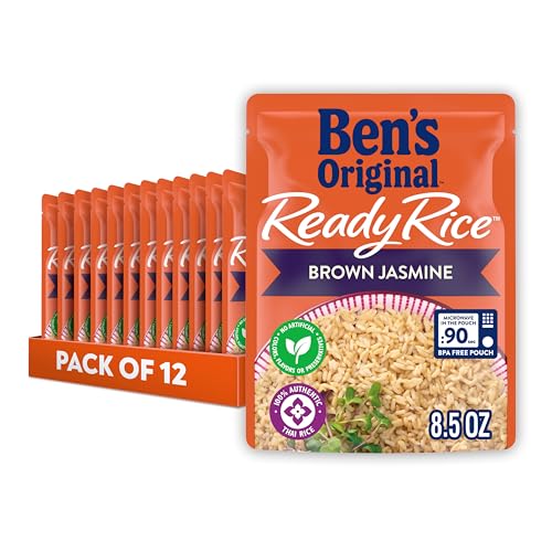BEN'S ORIGINAL Ready Rice Brown Jasmine Rice, Easy Dinner Side, 8.5 oz Pouch (Pack of 12)
