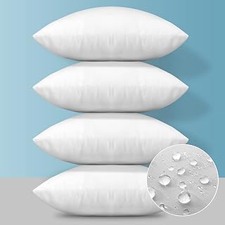 OTOSTAR Premium Outdoor Throw Pillow Inserts 18x18 Inch Waterproof Pillow Inserts Pack of 4 Square Pillow Stuffers Decorative Sofa Pillow Insert for Bed Couch Sham Cushion Stuffer White