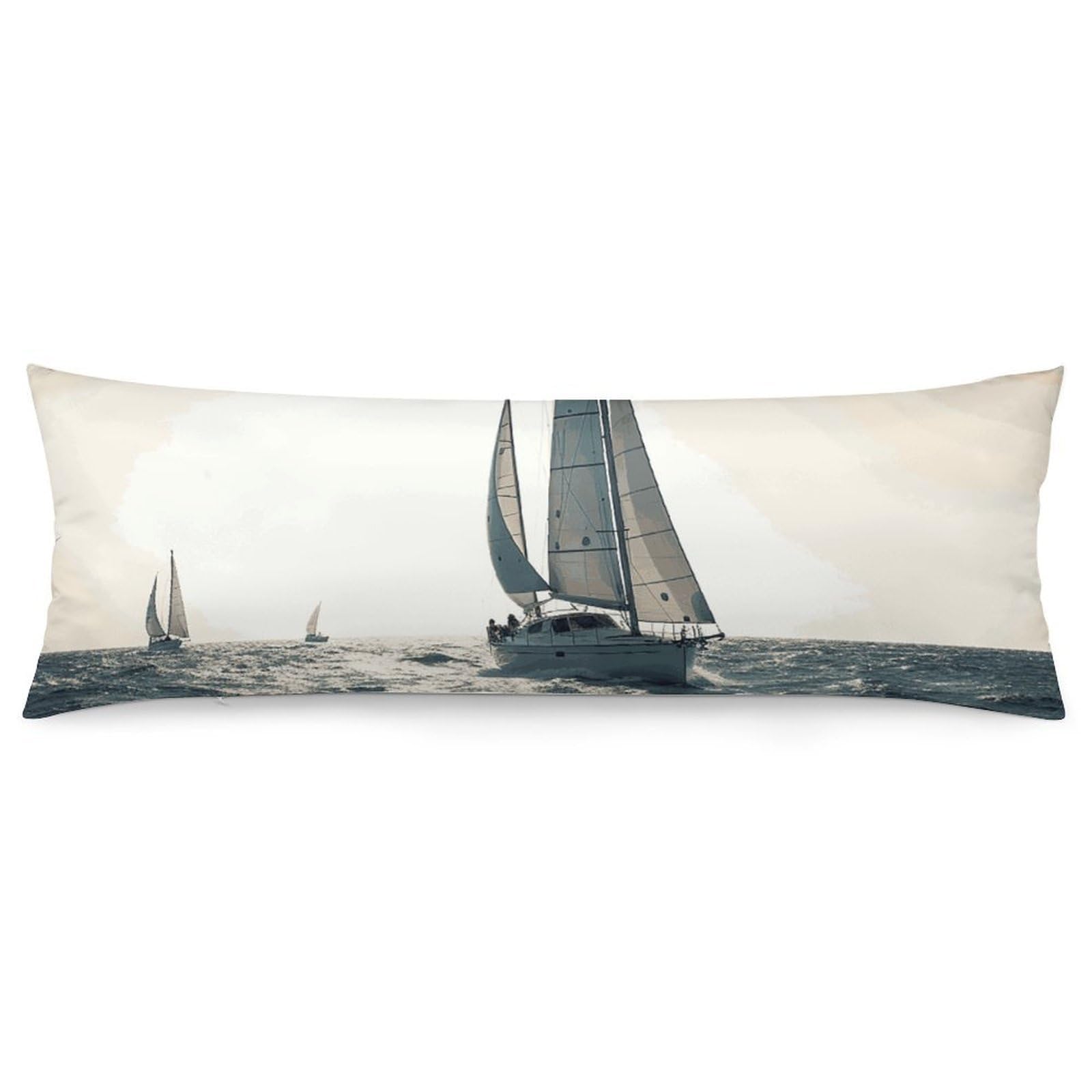 2 Pack Pillow Cases for Hair and Skin, Soft Breathable Pillow Case Covers with Hidden Zipper, Ocean Sailing Pillowcase 20"x54" Pillow Covers for Sleeping Gift
