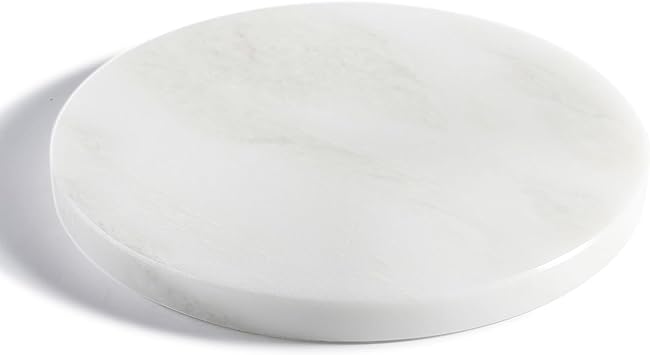 BCS Natural Round Marble Charcuterie and Cutting Boards for Kitchen, 10" Marble Cheese Pastry Board Stone Slab for baking, Pastries, Bread, Chocolate, Candy Namib Fantasy