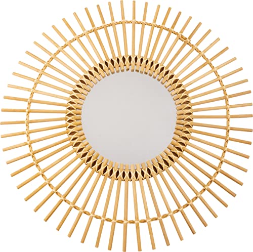 Primitives by Kathy Large Round Rattan Sunburst Decorative Mirror, 23.75" Diameter x 1"