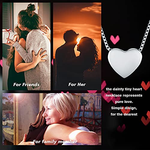 925 Sterling Silver Tiny Minimalism Floating Heart Necklace 17.5" (Box Chain)3