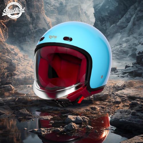 Image of Steelbird SBH-67 Retro 5.0 DOT and ISI Certified Open Face Helmet for Men and Women