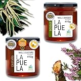 LAPUELA Pack Miel 100% Natural – Sabores Únicos con Beneficios Saludables – Miel Pura Cruda y Artesanal – Producción Tradicional Asturias (820, Bosque/Castaño)