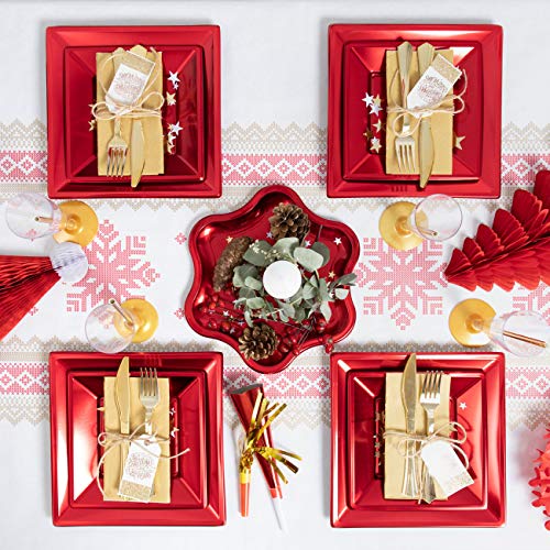 [Pack ahorro] Kit de vajilla desechable elegante ideal para fiestas de navidad-...