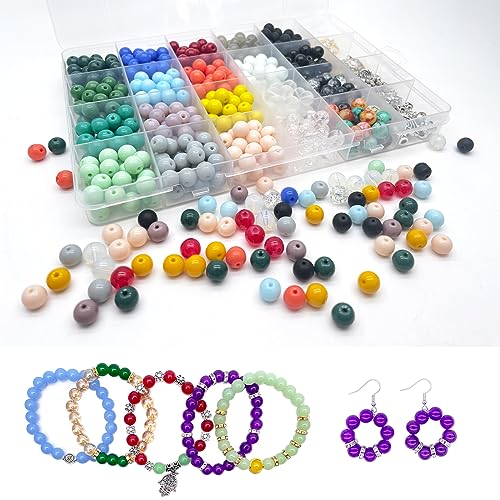 Xmada Kit de fabricação de pulseiras de 663 peças – 600 contas de vidro para fabricação de joias, co
