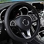 Leather Car Steering Wheel Cover, Elastic, Breathable Anti-Slip, Universal 15 inch, Steering Wheel Cover for Men Women (Black1)