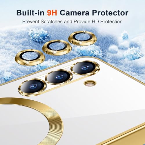 Image of VONZEE Clear Logo Electroplating Transparent Case for Samsung Galaxy A26 5G, Magnetic Plating Electroplate TPU Cover, Individual Camera Protection for Each Lens- Gold