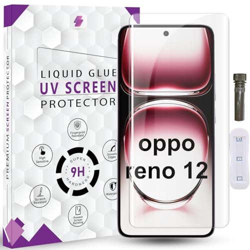 Image of Advanced HD+ UV Tempered Glass Screen Protector For Oppo Reno 12 / Reno 12 Pro (6.7 Inch, Pack of 1) Full Adhesive UV Curved Screen Guard, Case Friendly with installation kit & Guide