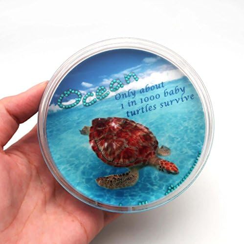 Canplow Sea Life Liquid filled Acrylic Paperweight, Only about 1 in 1000 Baby Turtles survive, shaking the floating pearls to fill in the hinded message