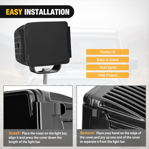 Image of Nilight 3 Inch Cube Light Pod Covers 2 PCS Black Color | Protective Durable Polycarbonate Lens, Waterproof Dustproof Scratch-Proof for Square Off Road Driving Lighting