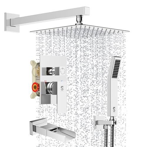 Image of SR SUN RISE 10'' All-Metal Shower System with Tub Spout Handheld Sprayer