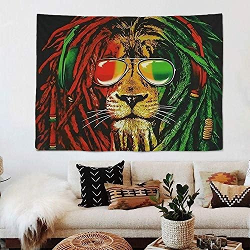 GETTOGET Reggae Lion Tapestry Rasta Rastafari African Ethnic Colorful Wall Art Cool Hippie Tapestry Wall Hanging for Bedroom Living Room Dorm Room Hip Hop Hipster (51.2″x 39.4″)