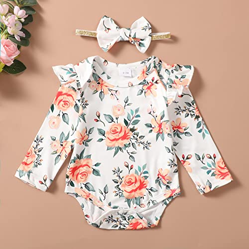 Image of Newborn Baby Girl Clothes Toddler Long Sleeve Ruffle Romper Top Infant Skirt Set Little Girl Overall Dress