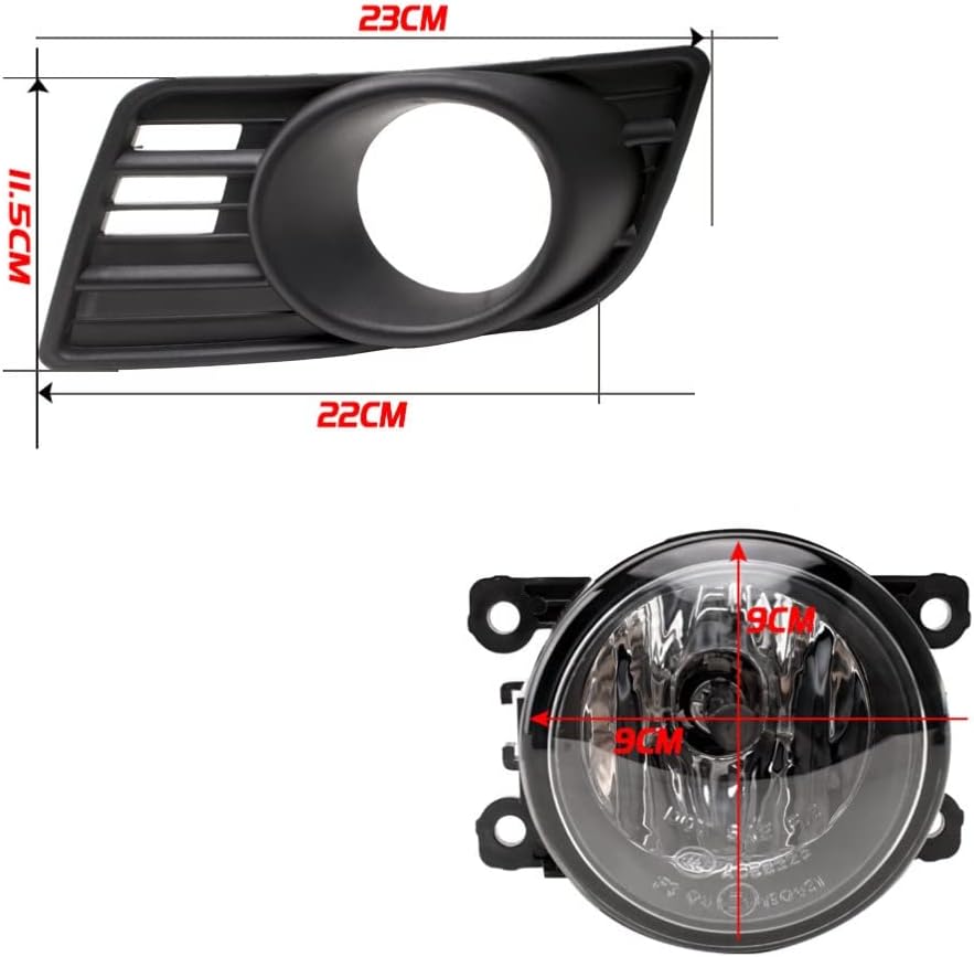 Car Fog Lamp Assembly With Cover for Suzuki Swift 2007 2008 2009 2010, 4300K Halogen Fog Lamp Blub + Cover + Harness + Switch