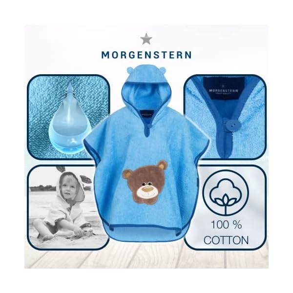 Morgenstern Badeponcho Kinder I Baby I Mädchen I Jungen I Frottee I Kapuze I 100% Baumwolle – Bild 6