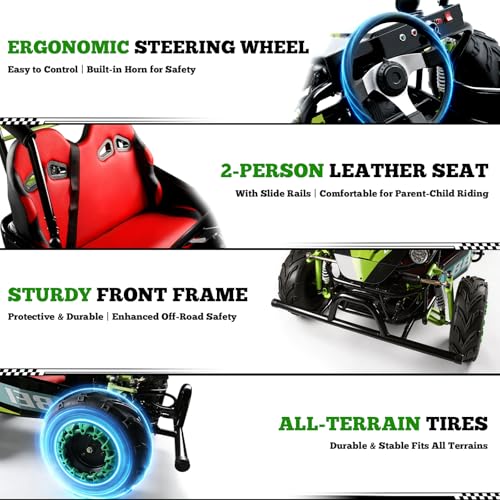 Image of Gas Powered Go Kart, 4 Stroke Go Kart for Adults & Kids with Premium Steel Tubular Frame, Off-Road Kart with 18'' Tires Featuring 4L Tank, Hydraulic /Rear Disc Brake, 30MPH