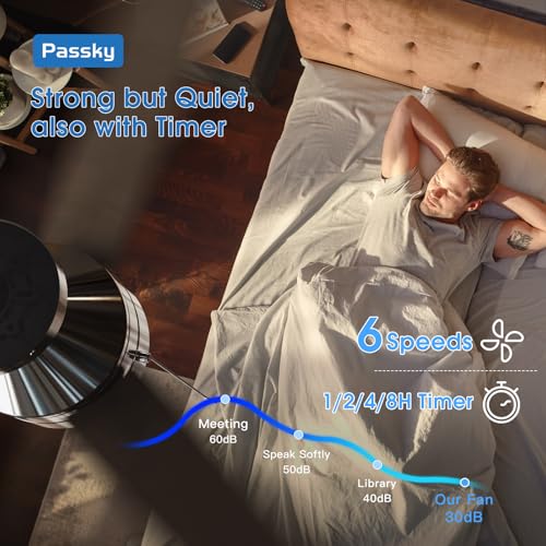 Image of Passky Ceiling Fans with Lights, 42 inch Low Profile Ceiling Fan with Pull Chain and Remote Control, Flush Mount, Reversible, 5CCT, Dimmable, Noiseless, Nickel Pull Cord Ceiling Fan for Bedroom | Flush mount, pull chain, remote, 3-color dimmable light, quiet reversible DC motor, easy install, memory, timer, bedrooms