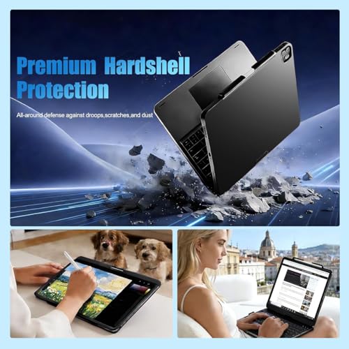 Image of for iPad Pro 13 inch Case with Keyboard (M5 /2025,M4 /2024)& iPad Air 13 (M4 /M3 /M2) &iPad Pro 12.9 (6th /5th /4th /3rd Gen),360 Swivel &Rainbow Backlit with Pencil Holder-Black