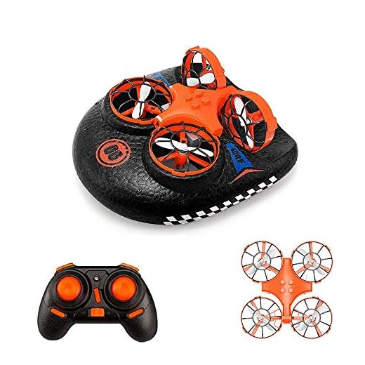 EACHINE E016F Mini Drone for Kids,Remote Control Boats for Pools and Lakes,RC Car for Kids or Adults,3-in-1 Sea-Land-Air Mode Switchable Waterproof Auto Hovering Toy RC Quadcopter RTF