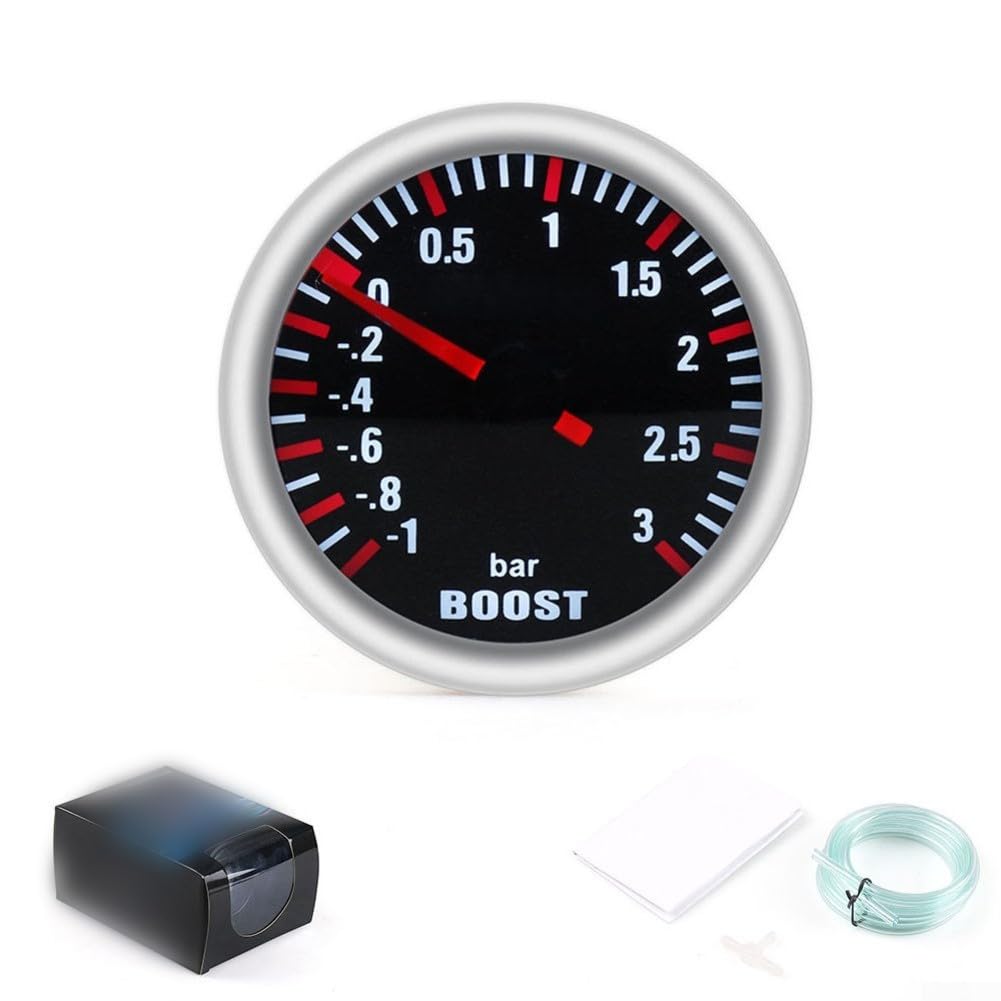 Jauge de turbocompresseur 12 V 52 mm mécanique Turbo Boost Gauge 3 bars avec rétroéclairage blanc pour voiture Modification et surveillance de la pression de suralimentation