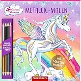 Metallic-Malen: Bicolor-Buntstifte: 8 Metallic-Farben (Einhorn-Paradies): Einhorn-Malblock mit Goldfolie und Metallic-Stiften für Kinder ab 8