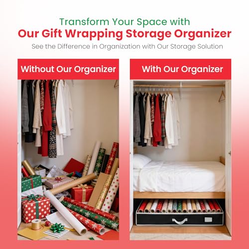 Handy Laundry Gift Wrap Storage Organizer, Easily organize Wrapping Paper, Ribbons, Bows, Scissors, Fits 18-24 Standard Rolls, Keeps Gift Supplies in Perfect Condition & Ready for Next Season, (Black) by Handy Laundry - Image 5