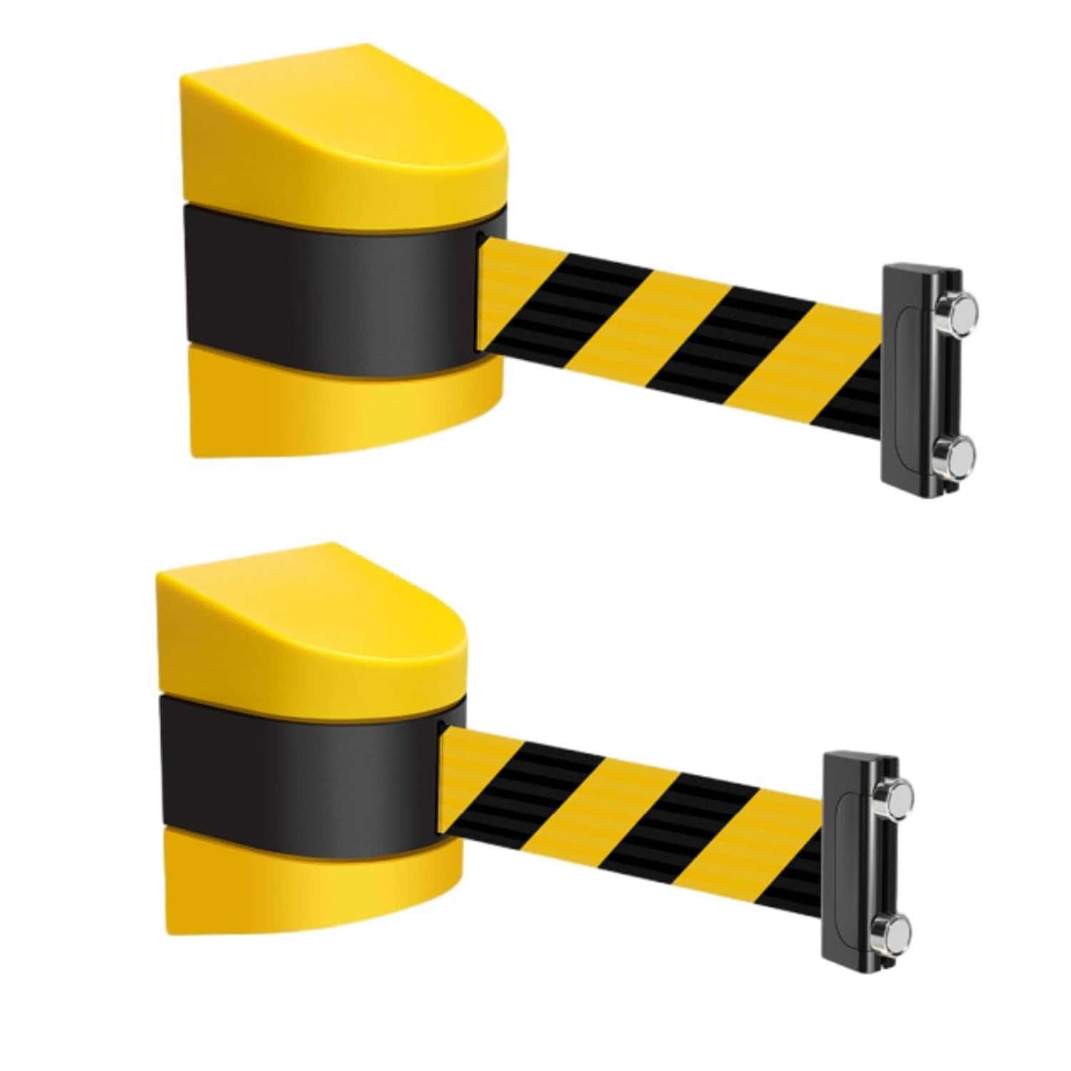 2 Pcs 32.8 ft Magnetic Wall Mount Retractable Belt Barrier Crowd Control Safety Belt with ABS Case for Indoor and Outdoor Use (Black Yellow Rope）