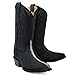 Men’s Genuine Leather Exotic Rowstone Stingray Print J-Toe Cowboy Western Boots - Black (Black, 10, US Footwear Size System, Adult, Men, Numeric, Medium, 10)
