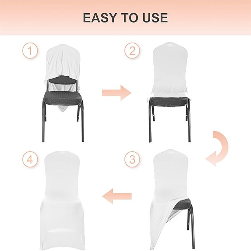 Set di 4 coprisedia lungo elasticizzato, in spandex, antipolvere, per sedie da pranzo, matrimoni, feste (1#)