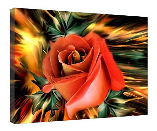 Toile rose orange de qualité supérieure sur châssis en bois véritable 40x50cm