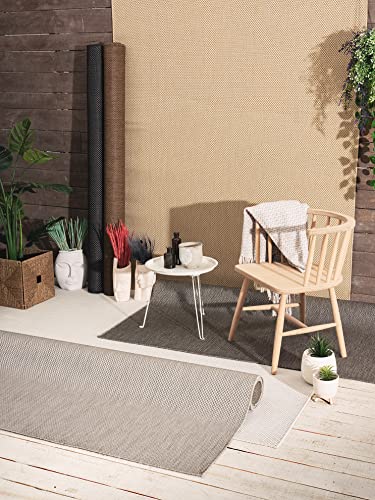 the carpet Mistra - Moderner In- und Outdoor Teppich, perfekt für das Wohnzimmer, Schlafzimmer oder die Terrasse, Wetterfest, langlebig und pflegeleicht, Anthrazit, 120 x 170 cm