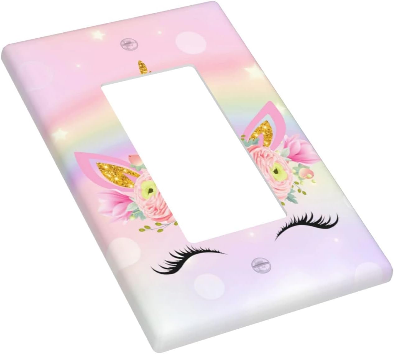Rainbow Unicorn Light Switch Cover Decorative 1 Gang Single Rocker Wall Plate Standard Size Faceplate 4.5" x 2.76" Switch Plate Cover for Kitchen Girls Room Home Bedroom Bathroom