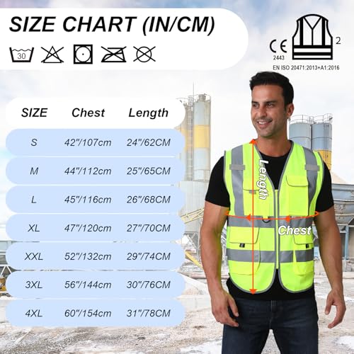 HYCOPROT High Visibility Safety Vest Hi Vis Reflective Security Construction Vests with Pockets for Men Women Safety Gear for Dog Walking, Meets ANSI/ISEA Standard Chalecos Reflectantes de Seguridad - Image 7