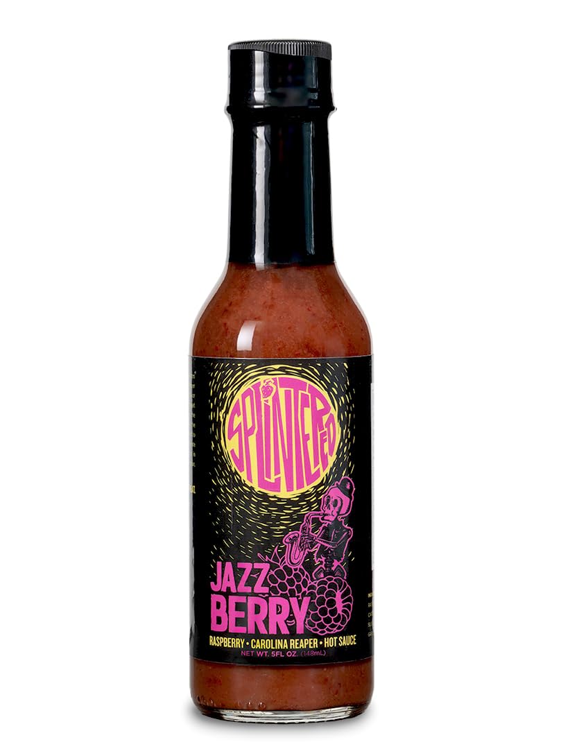 Splintered Sauce JazzBerry Hot Sauce – Sweet Raspberry & Carolina Reaper – Award-Winning Fruit-Based Hot Sauce – Rhythmic Flavor. Distorted Heat. –