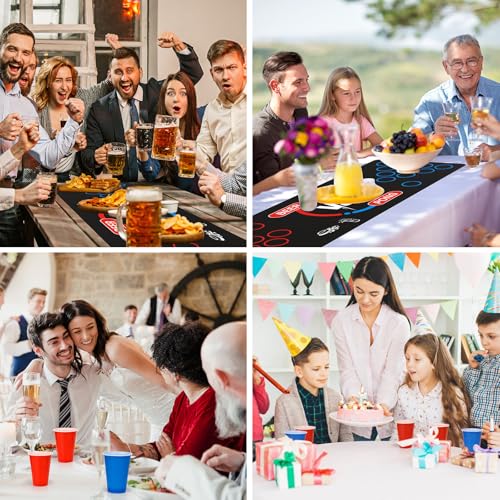 Bierpong Becher Set, Trinkspiel Tisch Matte Set, Beer Pong Becher Enthält 32 Becher (500ML) +8 Tischtennisbälle+Tischmatte, Wiederverwendbare, Für Party Trinkspiele Camping Geburtstag Hochzeit