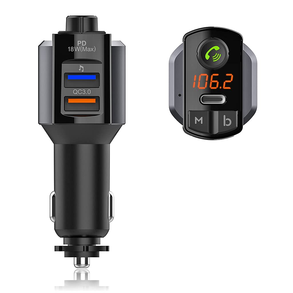 YONGYAO Coche Bluetooth Reproductor de MP3 Llamada de teléfono Manos Libres Transmisor FM Cargador de teléfono móvil Cargador rápido PD