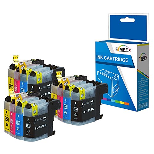 Fimpex Compatible Encre Cartouche Remplacement pour Brother DCP-J752DW MFC-J4410DW MFC-J4510DW MFC-J4610DW MFC-J470DW MFC-J4710DW MFC-J650DW MFC-J6520DW MFC-J6720DW LC-123 (B/C/M/Y, 12-Pack)