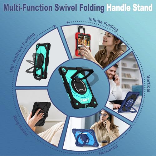 Image of WESOROL Case for Galaxy Tab A11 Plus /A9 Plus 11 Inch,Shockproof Cover for Samsung Tablet A11+ /A9+ Case with Screen Protector 360 Rotating Stand Pencil Holder Shoulder Strap,Black Mint