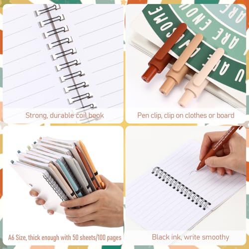 Image of Thenshop 40 Pcs First Day of School Encouragement Supplies 20 Self Care Notebooks Journals and 20 Positive Affirmation Pens Mental Health Wellness Gifts for Teacher Counselor Student (Sunshine)