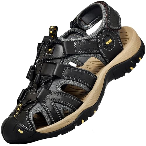 Lvptsh Outdoor Sandalen Herren Leder Wandersandalen Trekkingsandalen Männer Wanderschuhe Sommer Geschlossene Wasser Fischer Sport Sandalen,Schwarz/1,EU41 Lvptsh Outdoor Sandalen Herren Leder Wandersandalen Trekkingsandalen Männer Wanderschuhe Sommer Geschlossene Wasser Fischer Sport Sandalen,Schwarz/1,EU41