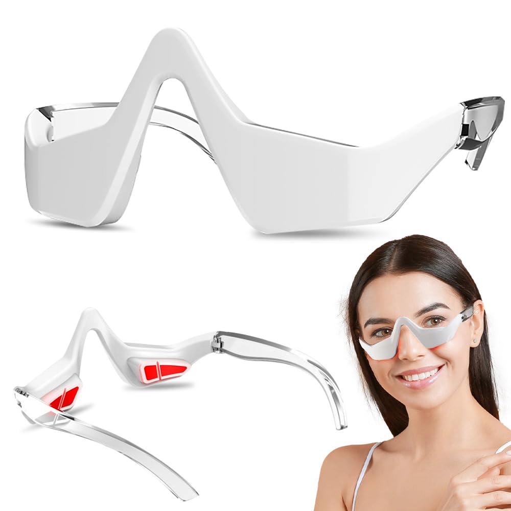 Masseur Oculaire à Luminothérapie Rouge, Massage Yeux à Lumière Rouge, Microcourant Masseur pour Les Yeux, Massage des Yeux pour éliminer les Cernes, les Poches Sous les Yeux, Anti-Rides